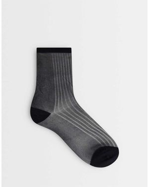 TOPSHOP Calzini Neri A Costine Trasparenti - Grigio