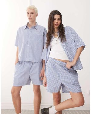 Reclaimed Vintage Unisex Boxy Pull On Shorts - Blue