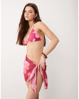 Aray Floral Print Mini Sarong - Red