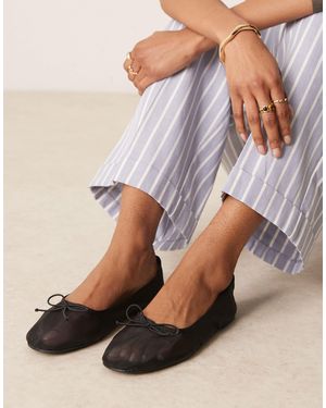 ASOS – lynette – ballerinas aus em netzstoff mit hohem schuhblatt - Grau