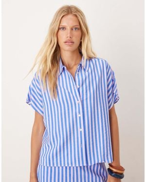 Mango Chemise d'ensemble à rayures et manches courte - et rose - Bleu