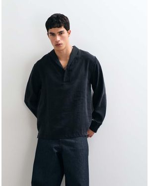 ASOS Relaxed Flowing Shirt With Shawl Collar - Blue