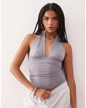 Weekday Deep Halter Neck Top - Purple