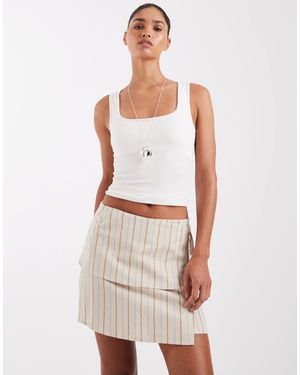 JJXX Linen Blend Asymetric Tie Waist Mini Skirt - White