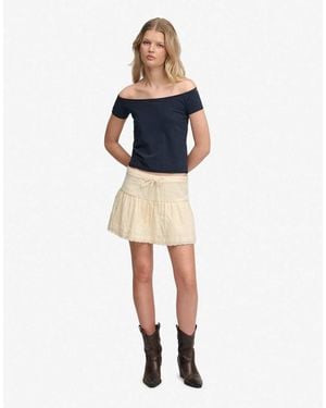 Superdry Broderie Trim Mini Skirt - Blue