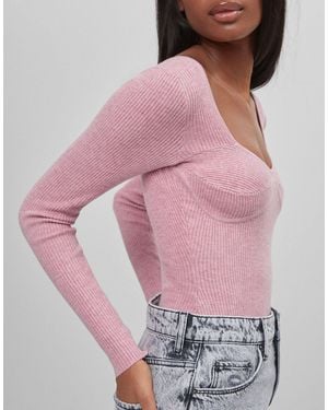 Bershka Knitted Corset Detail Bodysuit - Multicolor