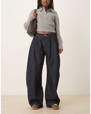 ASOS Jeans Con Cavallo Basso Oversize Lavaggio Rinse Wash - Blu
