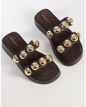 River Island Studded Flatform Sandal - Brown