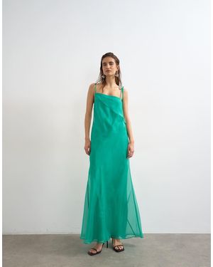 TOPSHOP Folded Bust Organza Maxi Dress - Green