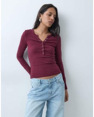 Cotton On Blake Henley Long Sleeve - Red