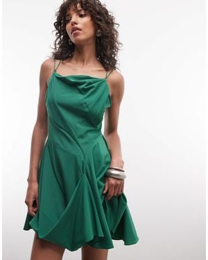 AllSaints Claire Sleeveless Cowl Neck Gathered Mini Dress - Green