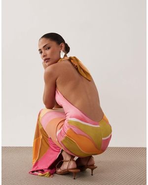 Never Fully Dressed Petite Sabine Slinky Cowl Neck Maxi Dress - Multicolour