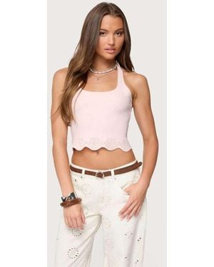 Edikted Jazmyn Scalloped Halter Top - Pink