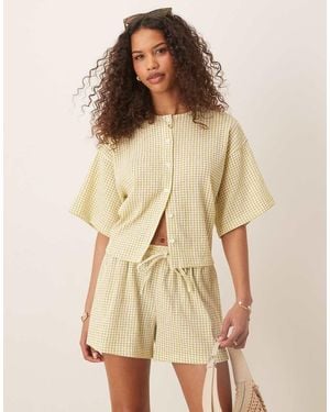 ASOS Camisa A Cuadros De Corte Cuadrado De Tejido Texturizado De (Parte De Un Conjunto) - Neutro
