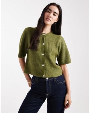 Pieces Soft Knit Short Sleeve Cardigan - Green