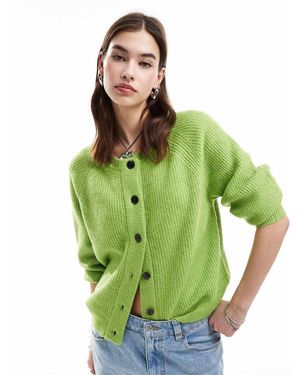 SELECTED Lolina Button Down Fluffy Knit Cardigan - Green