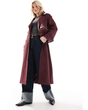 ASOS Premium Faux Suede Trench Coat - Red