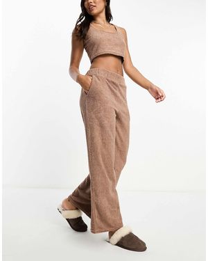 Loungeable Pantalon ample duveteux doux au toucher - chocolat - Blanc