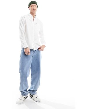 Lacoste Camicia Oxford Classica A Maniche Lunghe Bianca - Blu