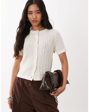 Mango – kurzärmlige strickjacke - Weiß