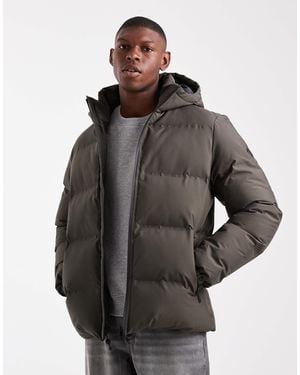 Threadbare Puffer Jacket With Hood - Gray