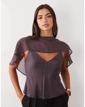 ASOS Satin Cami Top With Cape - Purple