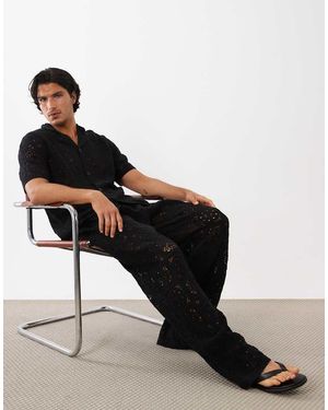 ASOS Knitted Crochet Trouser - Black