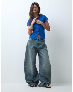 ASOS Bow Barrel Leg Jeans - Blue