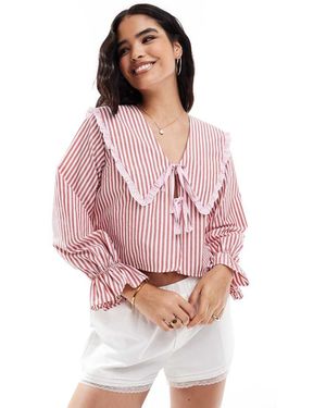 ASOS Oversized Collar Tie Front Blouse - Pink