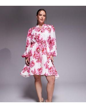 Forever New Button Down Tie Detail Skater Mini Dress - Pink