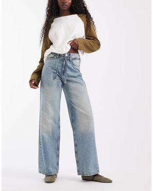 JJXX Tokyo Wide Fit Jeans With Drawstring Belt - Blue