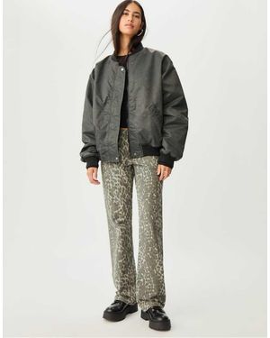 Stradivarius Faded-effect Bomber Jacket - Grey