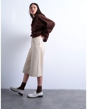 TOPSHOP Faux Leather Editor Longline Shorts - White