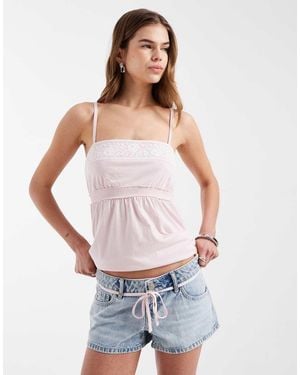 Hollister Y2k Low Rise Denim Shorts With Adjustable Tie - White