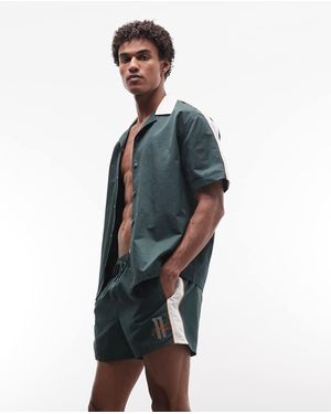 ASOS Pantaloncini Da Bagno Taglio Corto Verdi Con Ricamo - Blu