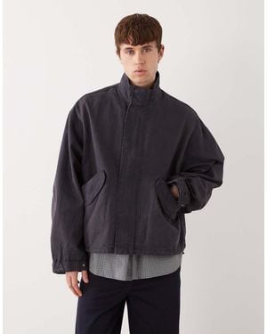 Weekday Chaqueta Gris Lavado De Lona De - Azul