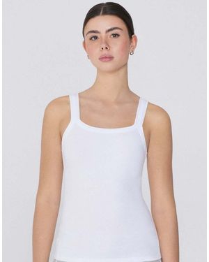 Tezenis Square Neck Ribbed Cotton Camisole - White