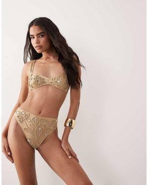 ASOS Corded Embellished Bikini Top - Brown