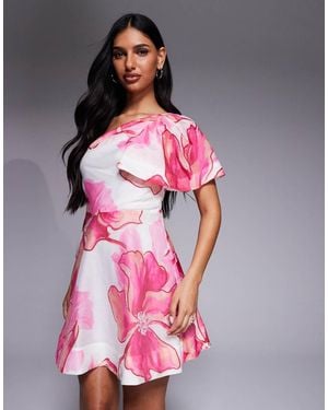 Forever New One Shoulder Skater Mini Dress - Pink