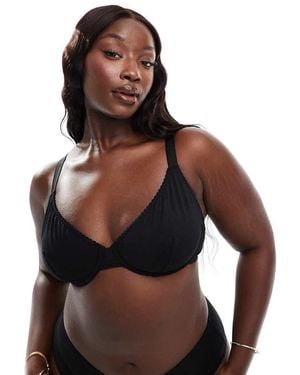 ASOS Asos Design Curve Mila Cotton Underwired Bra - Brown