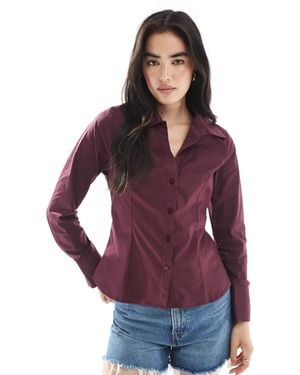 Miss Selfridge Poplin Fitted Shirt - Purple
