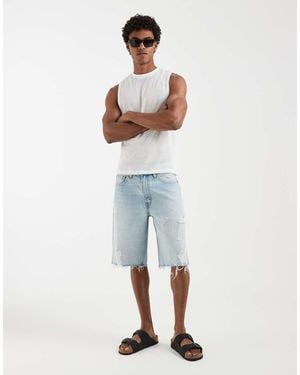 Levi's 469 Loose Fit Denim Shorts With Rips - Blue