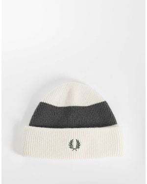 Fred Perry Rippstrickmütze mit markantem streifen - Mehrfarbig