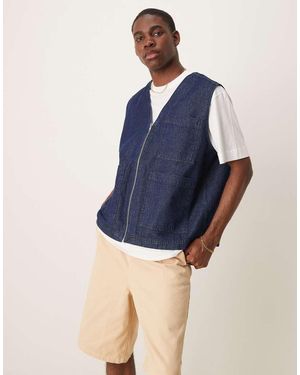 ASOS Denim Gilet With Patch Pockets - Blue