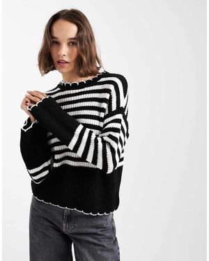 Miss Selfridge Stripe Chunky Jumper - Black