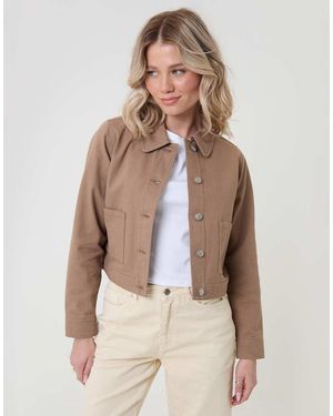 Threadbare Denim Jacket With Patch Pockets - Natural