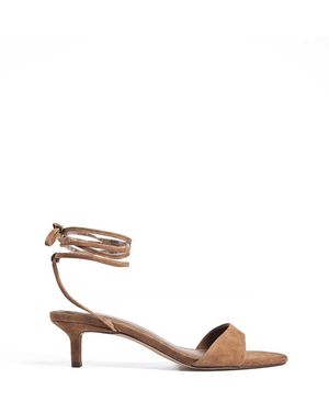 NA-KD Suede Ankle Strap Heels - Brown