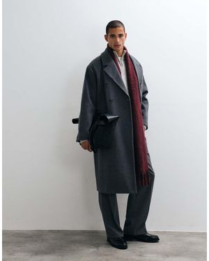 ASOS Abrigo Extragrande Efecto Lana En Gris - Negro