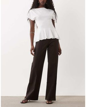 Mango Seam Front Straight Trouser - White