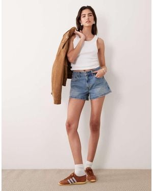 Abercrombie & Fitch High Rise 90s Relaxed Dad Short - Blue